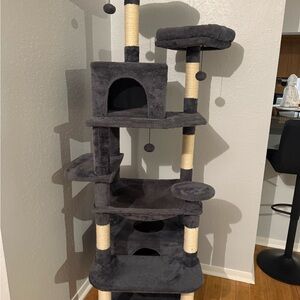 Gray Multi-Level Cat Tree Tower